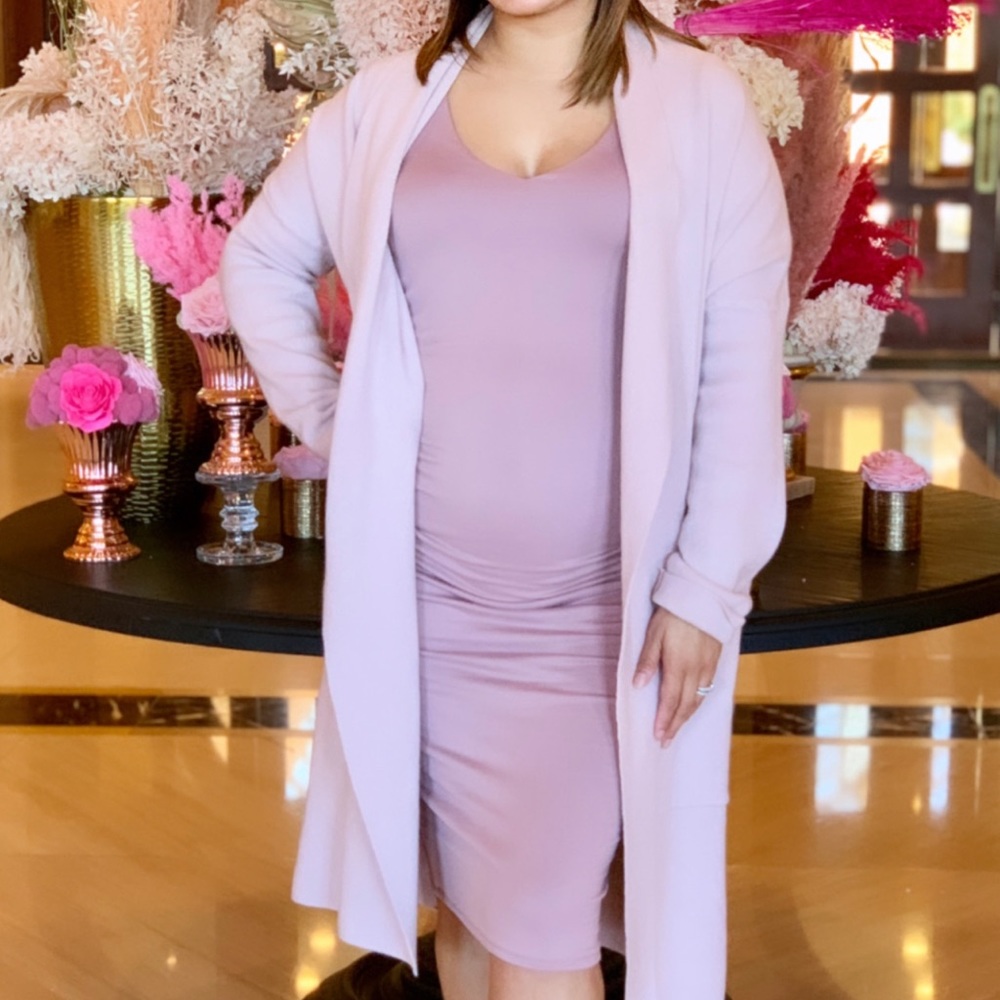 Blush pink maternity dress